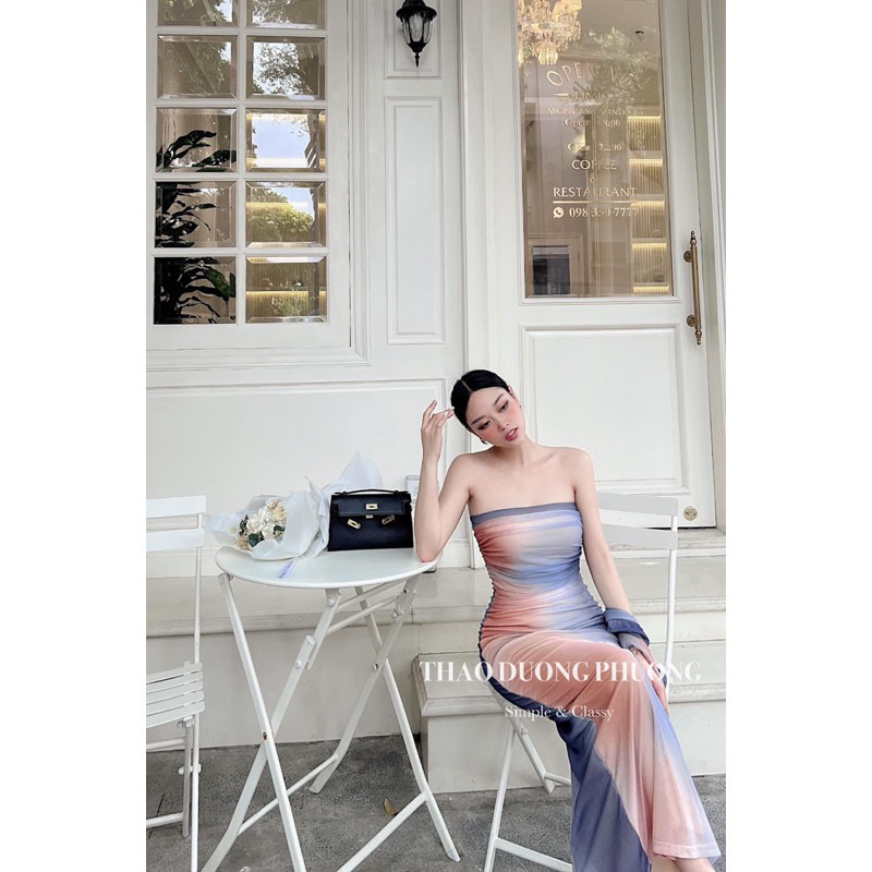 Set Váy Quây Cúp Ngực Ôm Body Tôn Dáng Kèm Áo Khoác Cardigan Hoạ Tiết Loang Lạ Mắt