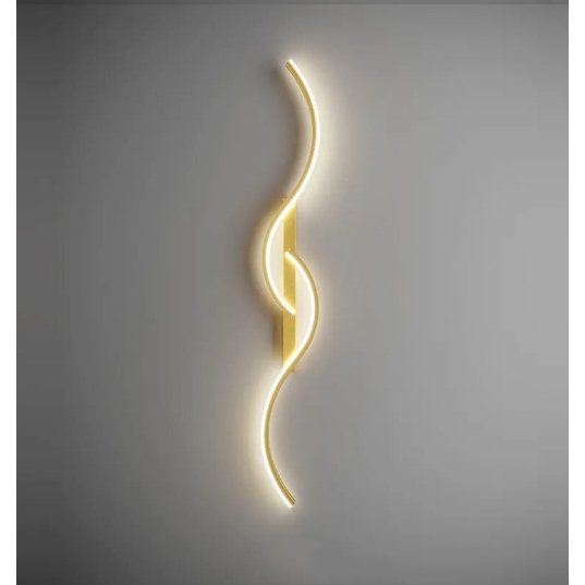 Đèn decor vách tivi, đèn tường cảm hứng đường tuyến tính toán học 2 màu chao đèn vàng đen uốn lượn decor trang trí