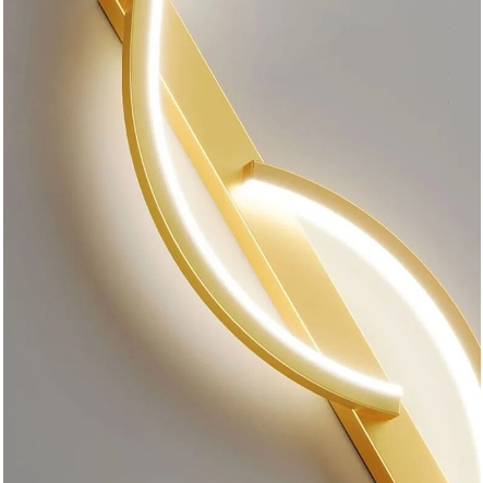 Đèn decor vách tivi, đèn tường cảm hứng đường tuyến tính toán học 2 màu chao đèn vàng đen uốn lượn decor trang trí