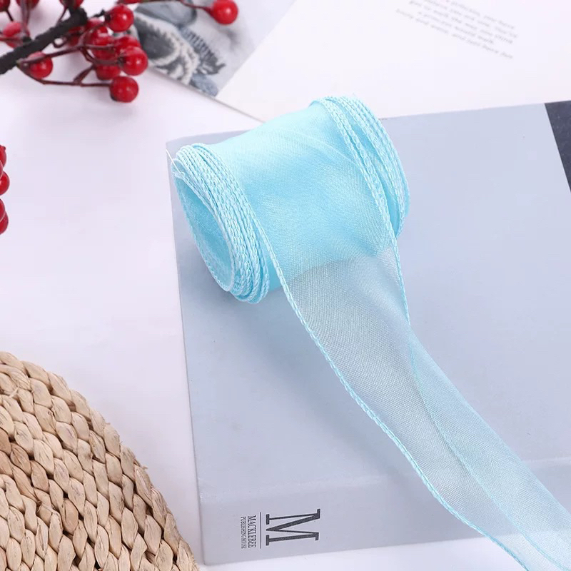 Ruy băng voan lụa trơn cuộn to 9m bản rộng 4cm dùng làm nơ, trang trí sinh nhật