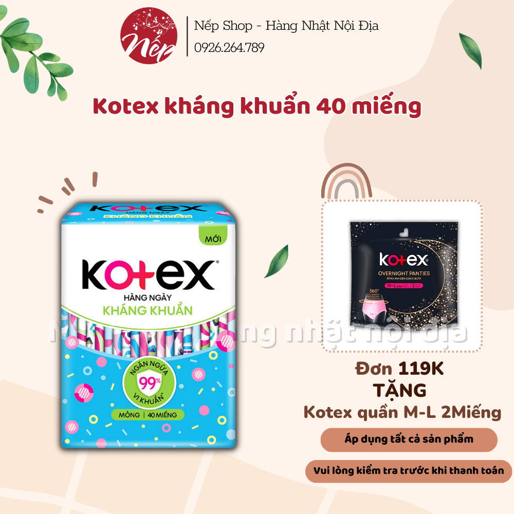 Băng vệ sinh Kotex hàng ngày 40 miếng, siêu mỏng nhẹ, hương thơm tự nhiên - Nếp shop - tanathuy