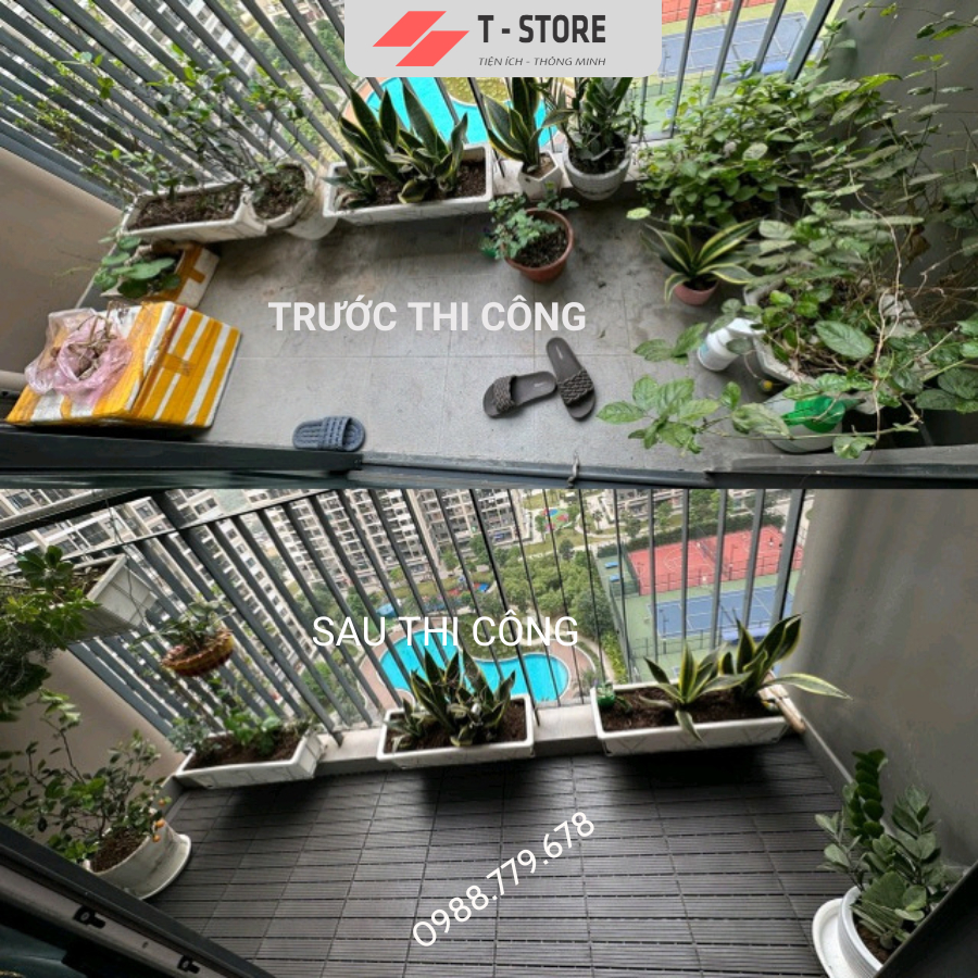 Combo 33 tấm vỉ lót sàn ban công chống trơn trượt Phòng Tắm / bể bơi, Trang trí Sân Vườn.