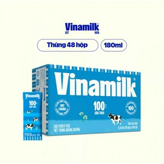 Sữa tiệt trùng Vinamilk 100% ít đường 180ml×48 hộp