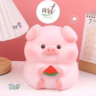 Ống tiết kiệm heo đất heo ủn ỉn ăn dưa hấu_ art house