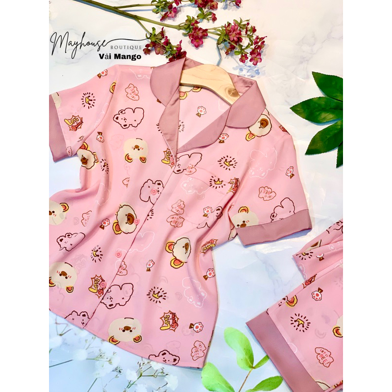 HOẢ TỐC HCM-7 Mẫu- Pijama đồ bộ, Mayhouse thiết kế mặc đẹp, quần dài có túi, tay ngắn - Mango loại 1