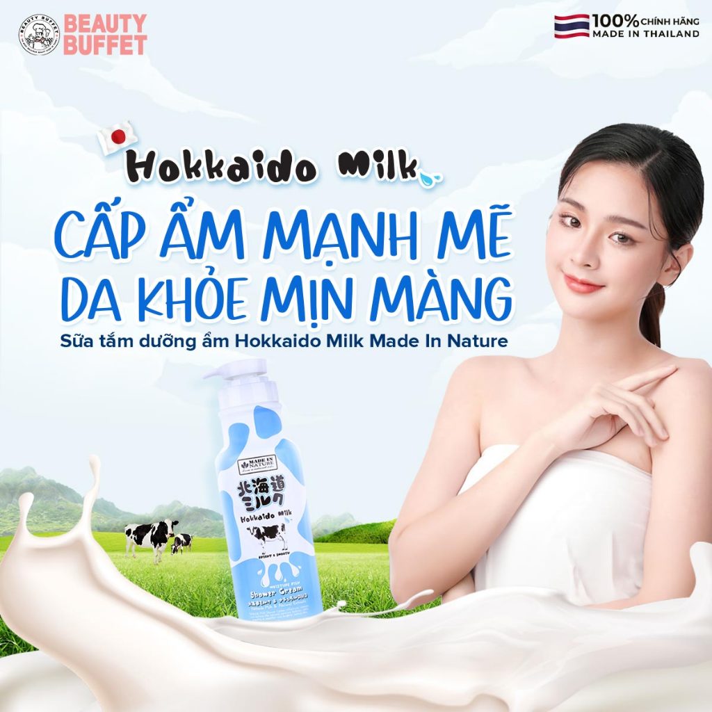 [Shower] Sữa tắm dưỡng ẩm & sáng mịn da Beauty Buffet Made in Nature Hokkaido Milk 700ml