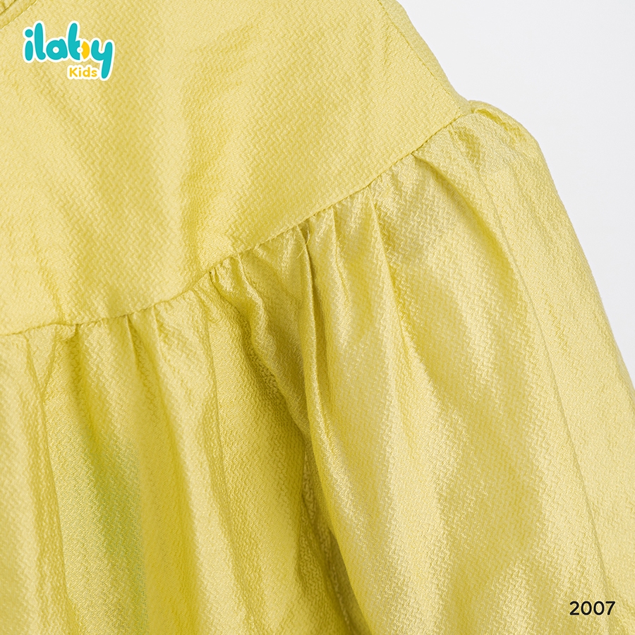 Áo cổ bèo bé gái ILABY tay bồng gập ly chất liệu voan tơ mềm mại cho bé 10-35kg