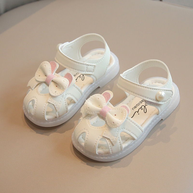 Sandal Dép tập đi quai hậu cho bé gái thiết kế NƠ đơn giản nhưng dễ thương