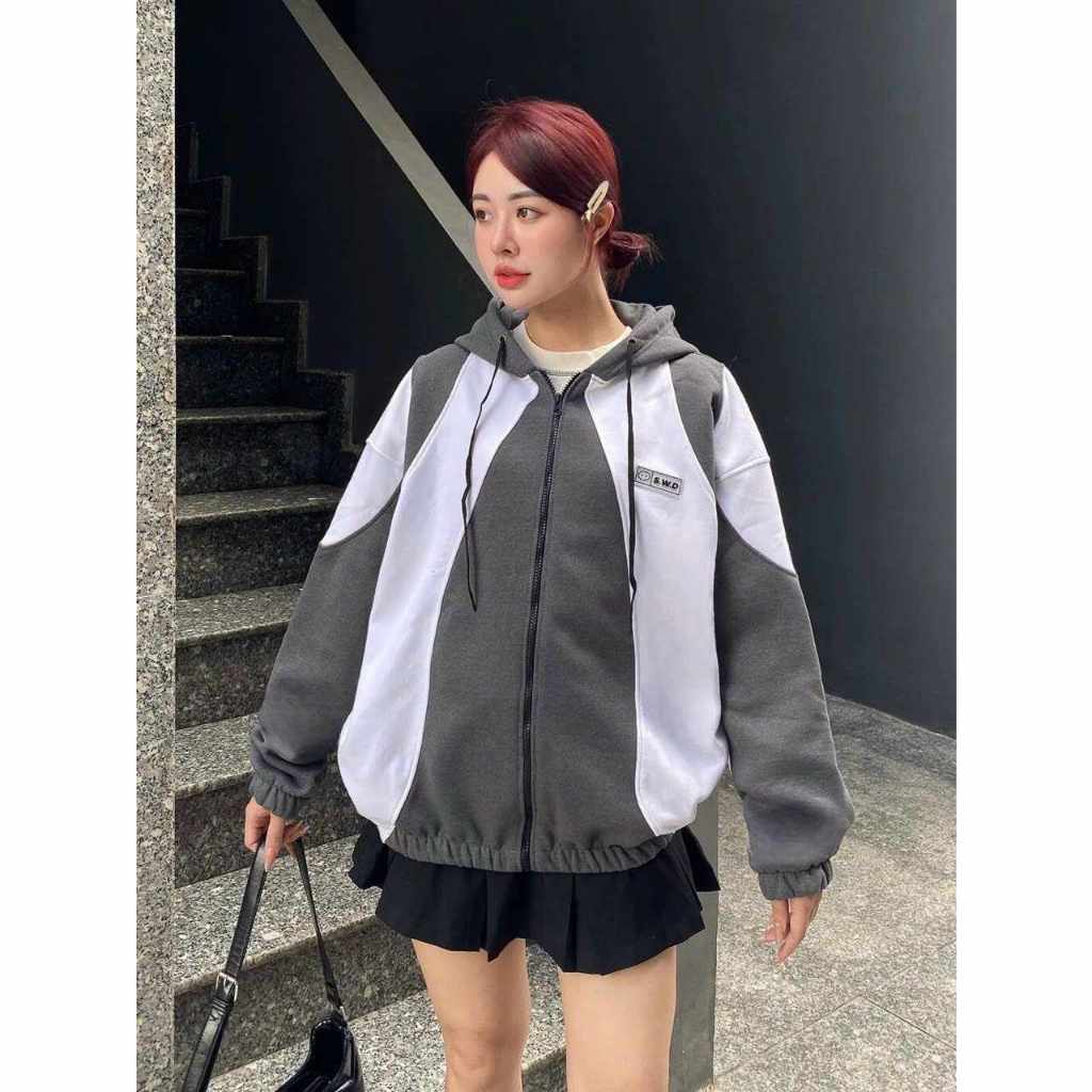 Áo khoác zip nữ-Áo hoodie zip local brand Panacea.Studio vải nỉ tàu dày dặn không xù lông