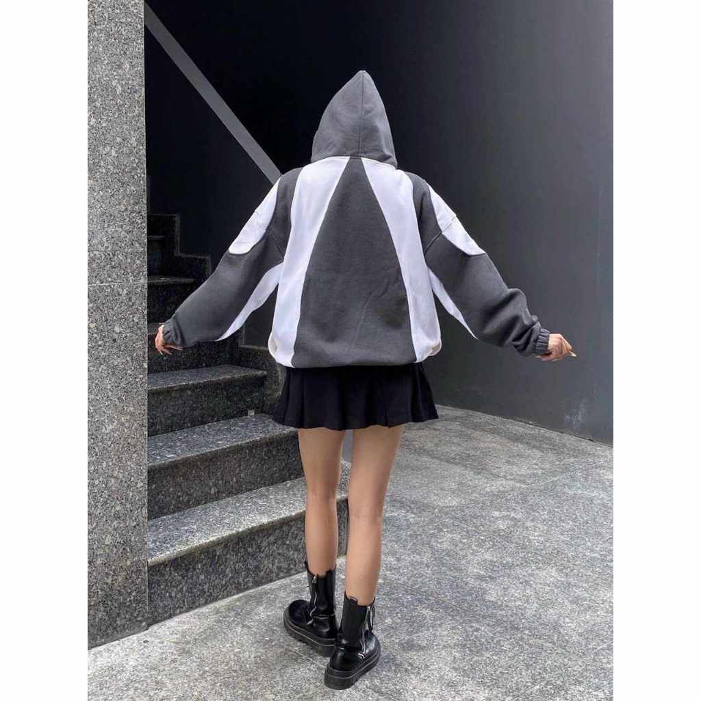 Áo khoác zip nữ-Áo hoodie zip local brand Panacea.Studio vải nỉ tàu dày dặn không xù lông