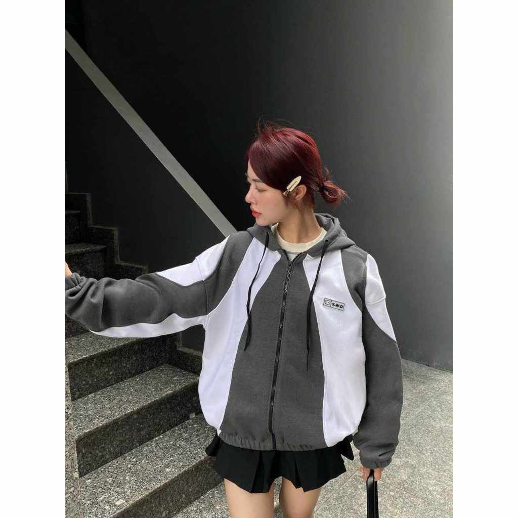 Áo khoác zip nữ-Áo hoodie zip local brand Panacea.Studio vải nỉ tàu dày dặn không xù lông