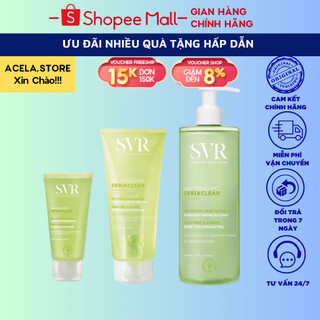 Sữa Rửa Mặt SVR Sebiaclear Gel Moussant 55ml-200ml-400ml Của Pháp Giúp làm sạch, tẩy tế bào chết cho da dầu mụn/acela