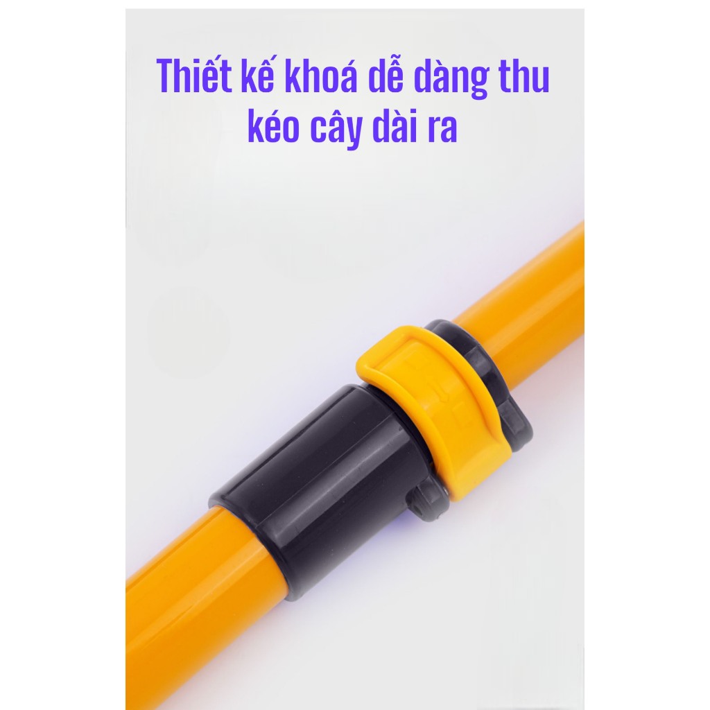 Chổi rửa xe san hô vàng đen có cán rút gọn dài 1.2 mét-sợi mềm điều chỉnh được độ cong và độ dài tiện lợi