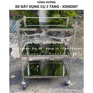 [Giao Liền] Xe Đẩy (Kệ) Inox 3 Tầng Dùng Trong Spa, Phun Xăm Thẩm Mỹ, Y Khoa