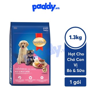 [1.3kg] Hạt SmartHeart Puppy Cho Chó Con Vị Bò & Sữa