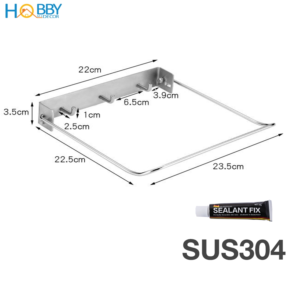 Giá treo thau chậu gắn tường Hobby home decor GTT inox 304 có keo dán