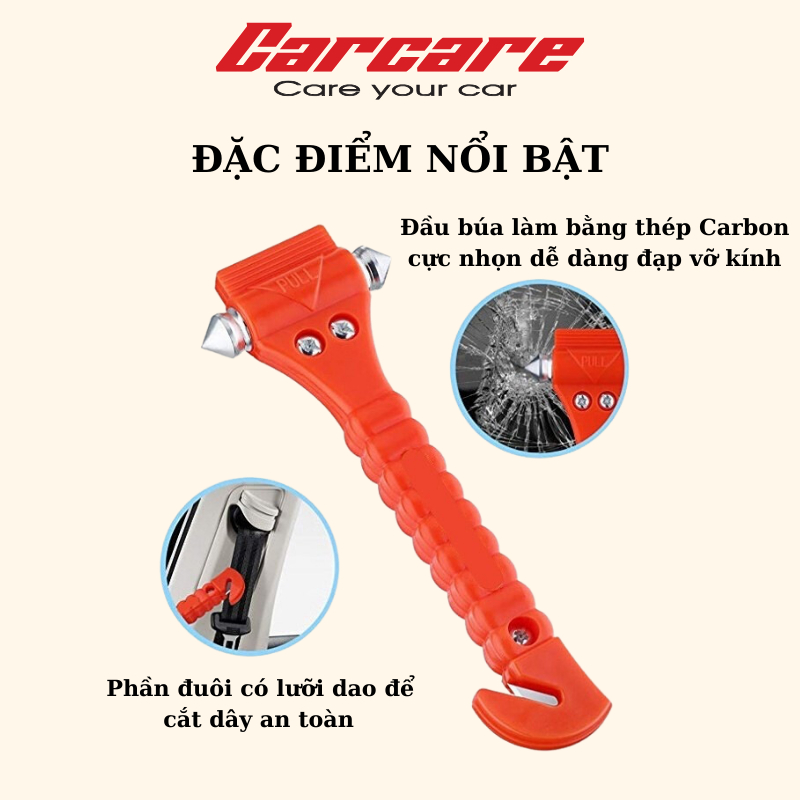 Búa thoát hiểm ô tô, Búa cứu hộ phá kính thoát hiểm trường hợp nguy cấp trên ô tô -vuaphukienotodocla