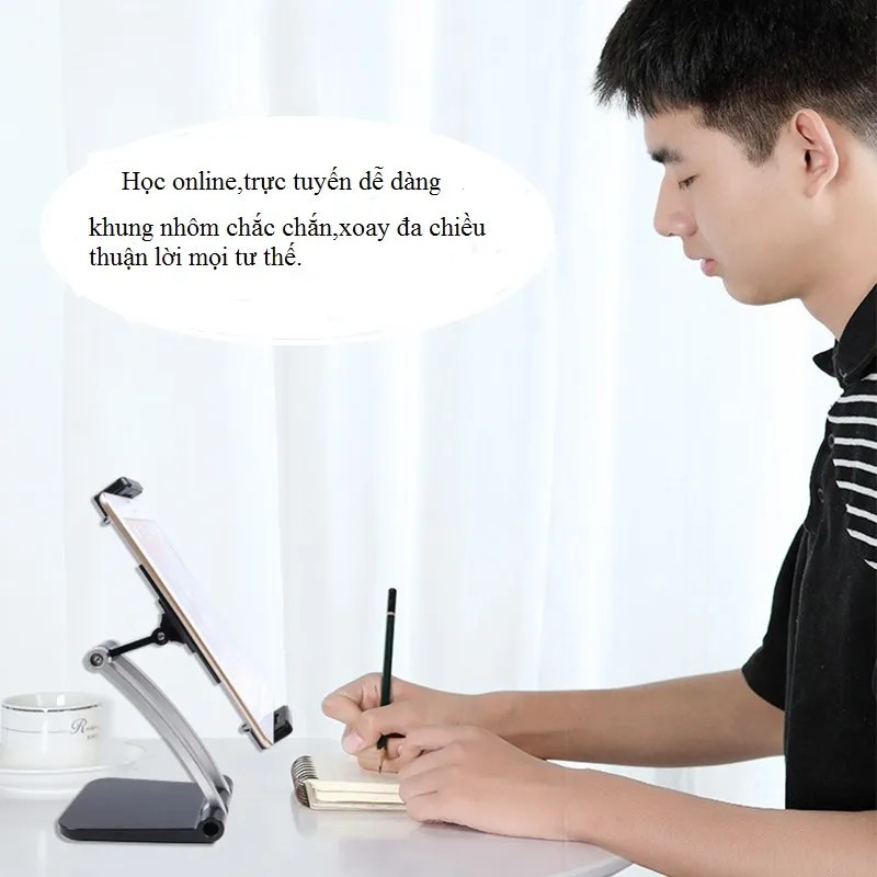 Giá đỡ ipad hợp kim nhôm,kẹp điện thoại xoay 360 chống rung,chắc chắn xem phim chống mọi,quay video, học online