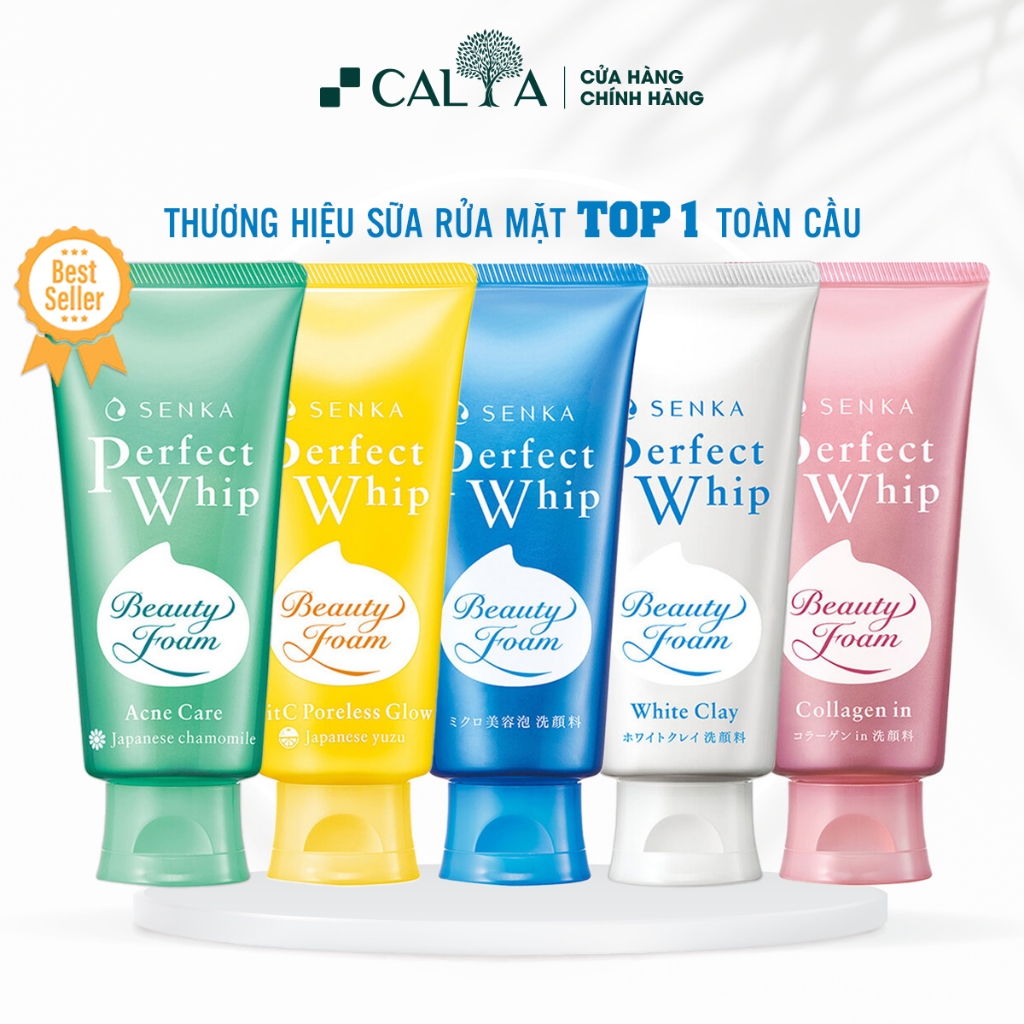 Sữa Rửa Mặt Senka Dưỡng Trắng, Cấp Ẩm Cho Da, Chống Lão Hóa, Ngừa Mụn - Senka Perfect Whip Beauty Foam 100g/120g