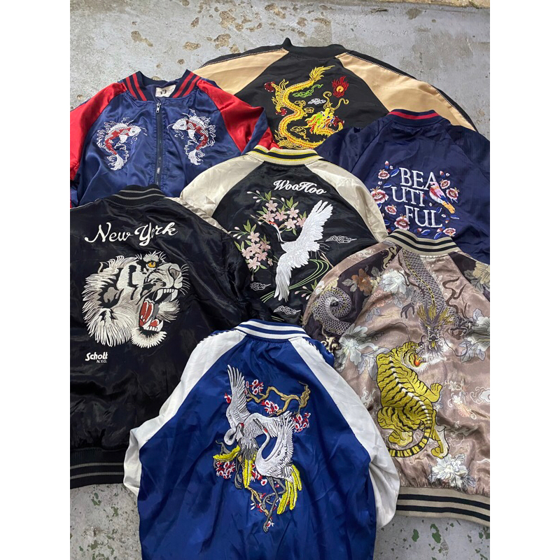 Sukajan 2hand chất lượng cao vải lụa Satin phong cách vintage