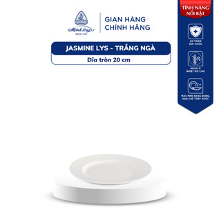 Dĩa tròn sứ minh long - jasmine ly's - trắng ngà
