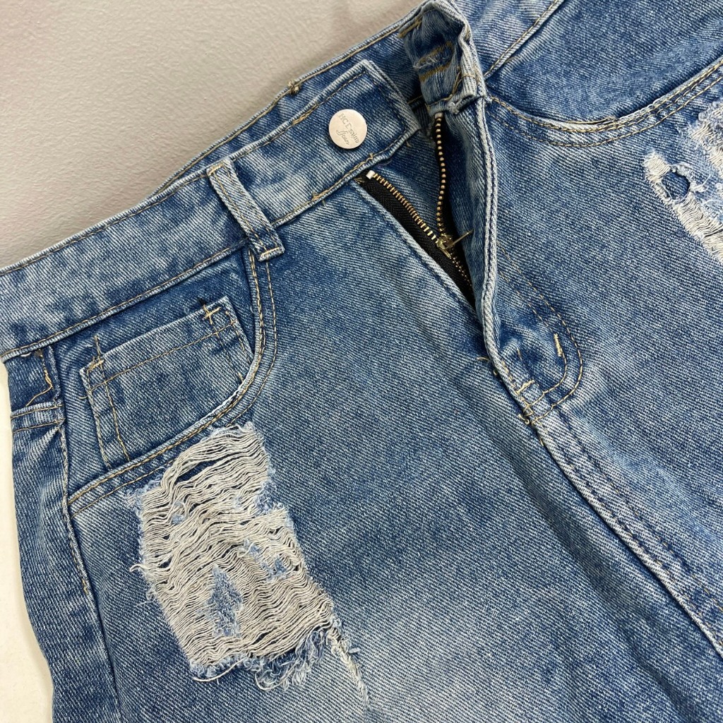 Chân Váy Jeans Dáng Ngắn Hamina, Váy Jean Rách Đùi Hàng Công Ty 3 size SML