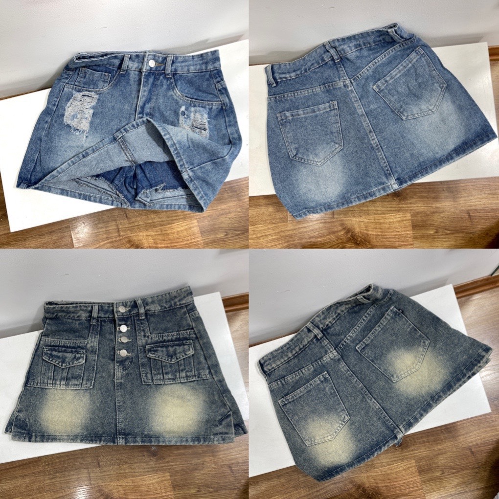 Chân Váy Jeans Dáng Ngắn, Chân Váy Bò Hàng Công Ty 3 size SML