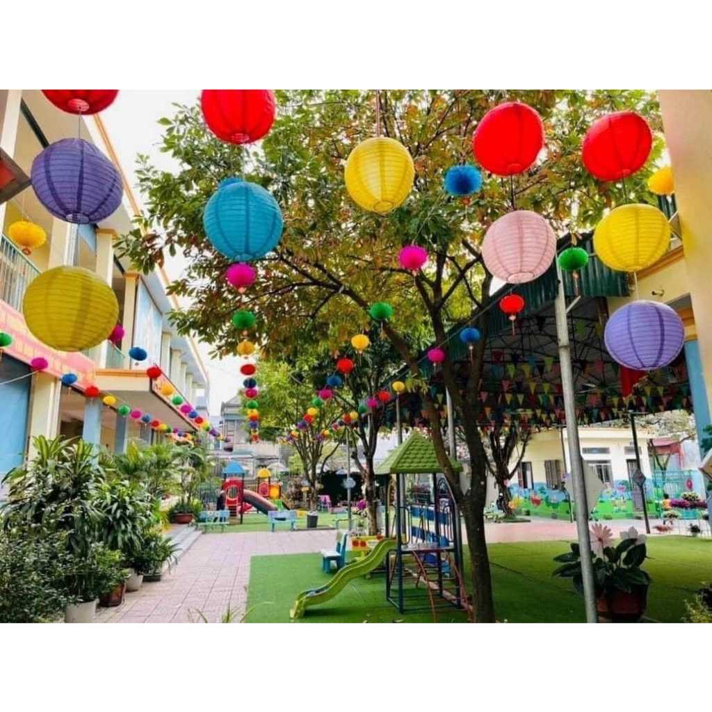Đèn lồng Vải Lụa chống nước giá rẻ trang trí nhà hàng, quán ăn, siêu thị, trường học, quán cà phê ngoài trời size 20cm