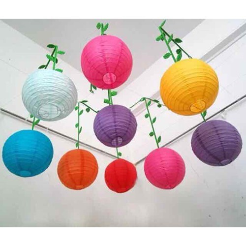 Đèn lồng Vải Lụa chống nước giá rẻ trang trí nhà hàng, quán ăn, siêu thị, trường học, quán cà phê ngoài trời size 20cm