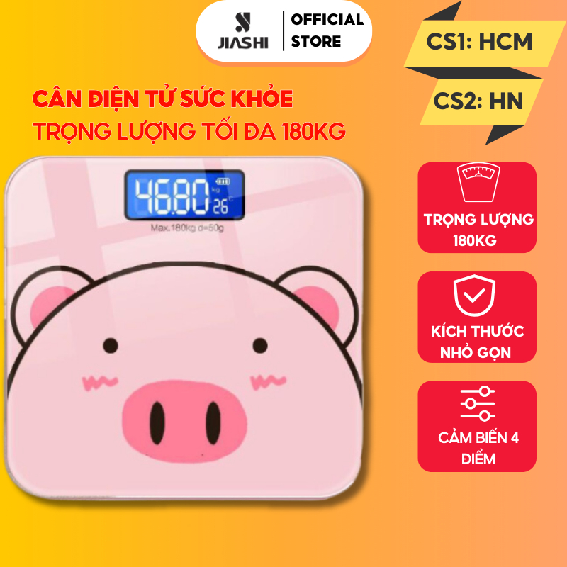 Cân Điện Tử Sức Khỏe Hình Lợn Hồng Xinh Xắn Cute, Đo Cân Nặng, Nhiệt Độ Độ Chính Xác Cao Dành Cho Gia Đình CDT02