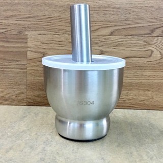Bộ cối chày inox 304 có nắp đậy đúc nguyên khối, chày cối đâm tiêu bằng inox size 15cm