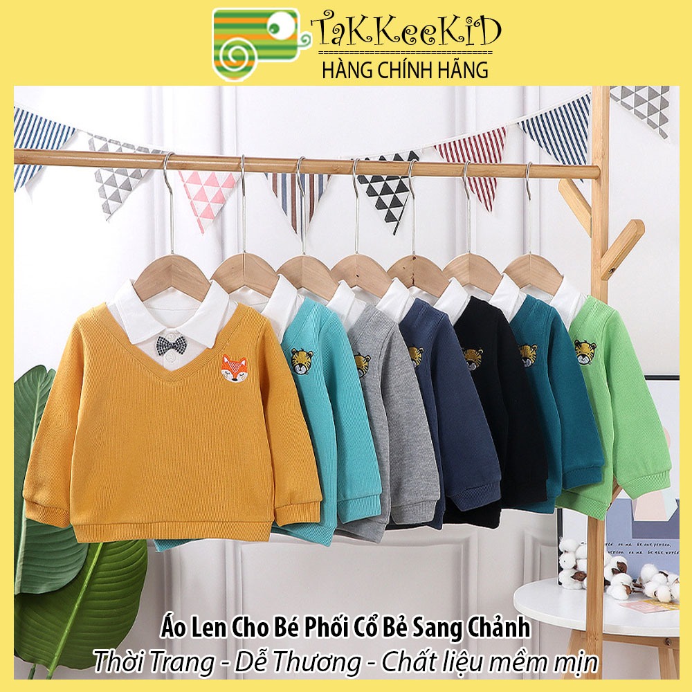 Áo Len Bé Trai Phối Cổ Trắng Thắt Nơ Siêu Đáng Yêu