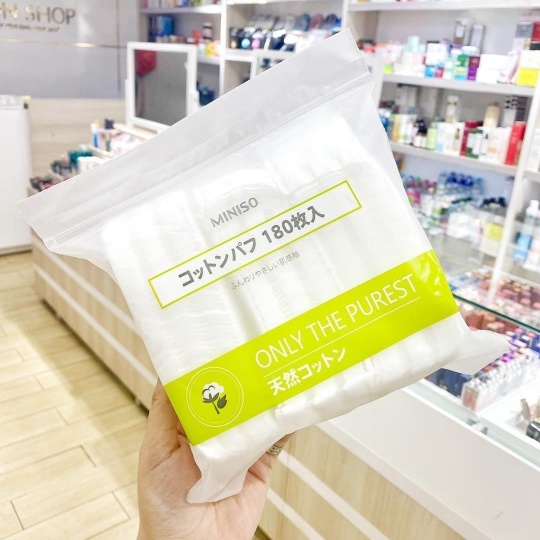 Combo 3 gói tẩy trang Dụng cụ trang MINISO Miếng bông mềm180 trắng - Hàng chính hãng