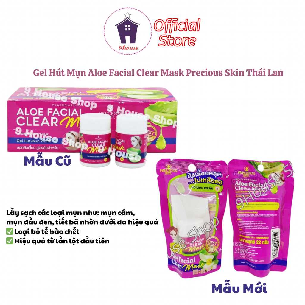 (Precious Skin) 01 Gel Hút Mụn Aloe Facial Clear Mask Thái Lan 22gram