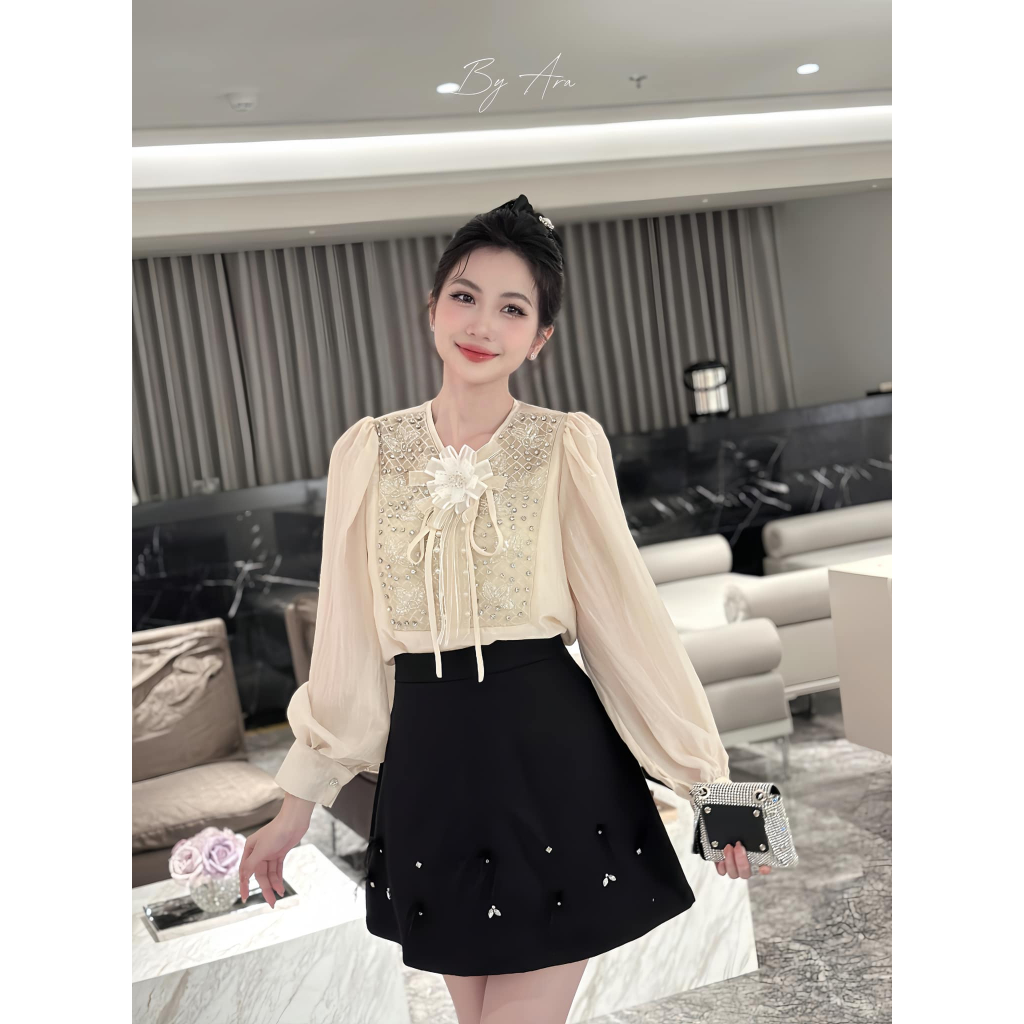 Ara - Áo sơ mi tơi phối cổ đá Al19