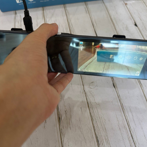 Camera Hành Trình ô tô gương chiếu hậu màn 5 inch Full Hd 1080P tự ghi đè, cảm biến va chạm, có camera sau quay cực nét