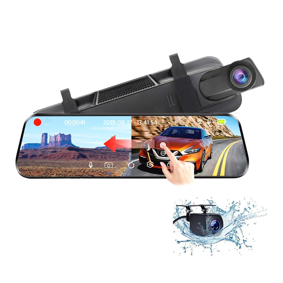 Camera hành trình gương chiếu hậu màn hình 10 inch hiển thị tràn viền quay cực nét, hỗ trợ quay đêm, có wifi