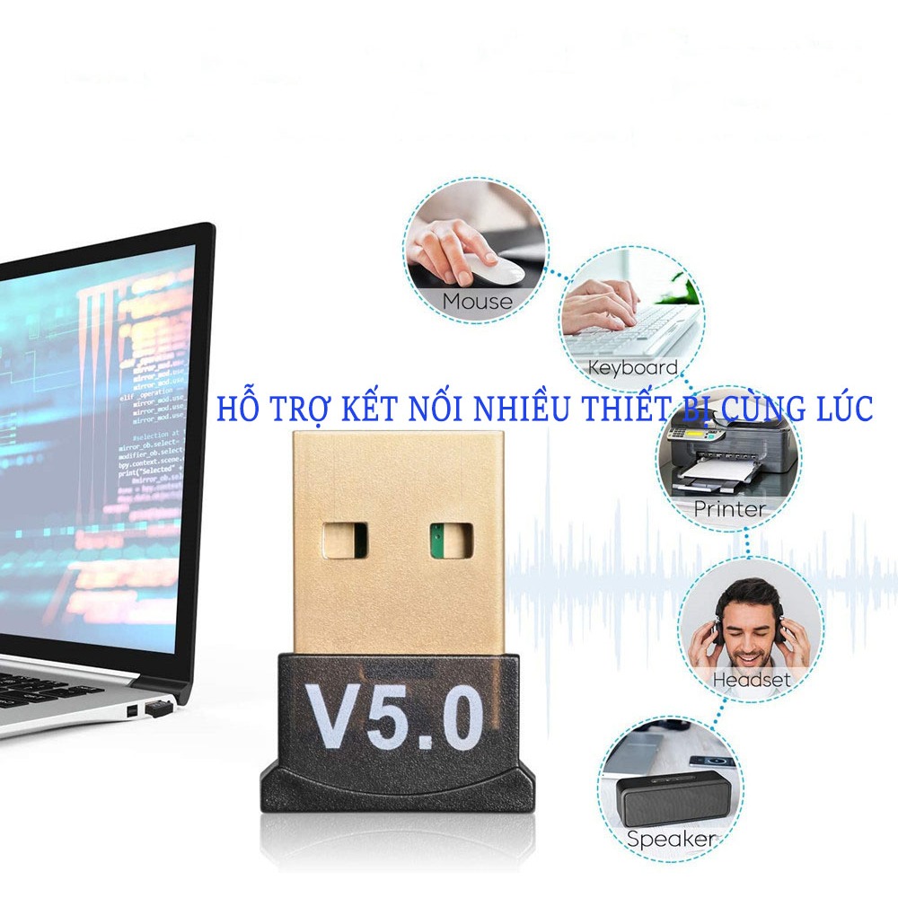 Usb bluetooth v5.0 cho pc, laptop tương thích windows 7/8/8.1/10/11