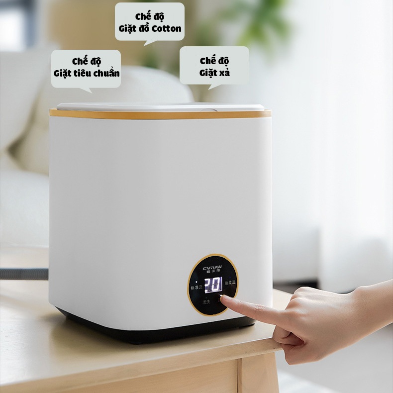 Máy giặt mini hoàn toàn tự động CVRAW 12 lít giặt đồ trắng đồ lót đồ mỏng đồ cho bé