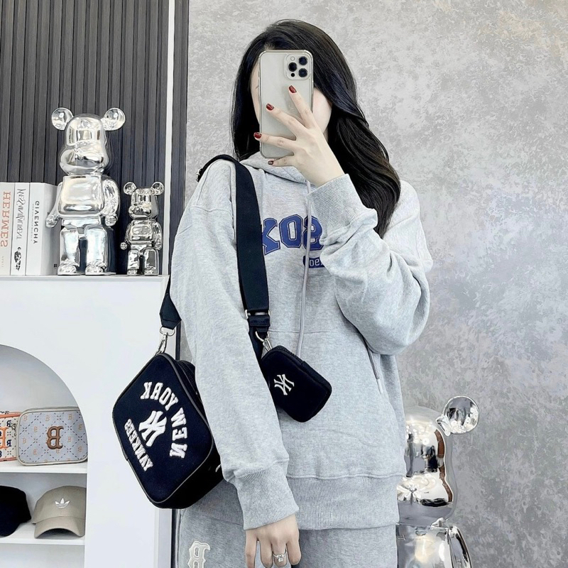 Túi Đeo Chéo MLB Đen Monogram Full Tag