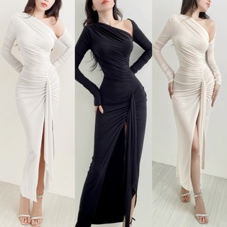 Đầm dự tiệc dáng dài xẻ tà ôm body midi Emilyshop D1337 (T)
