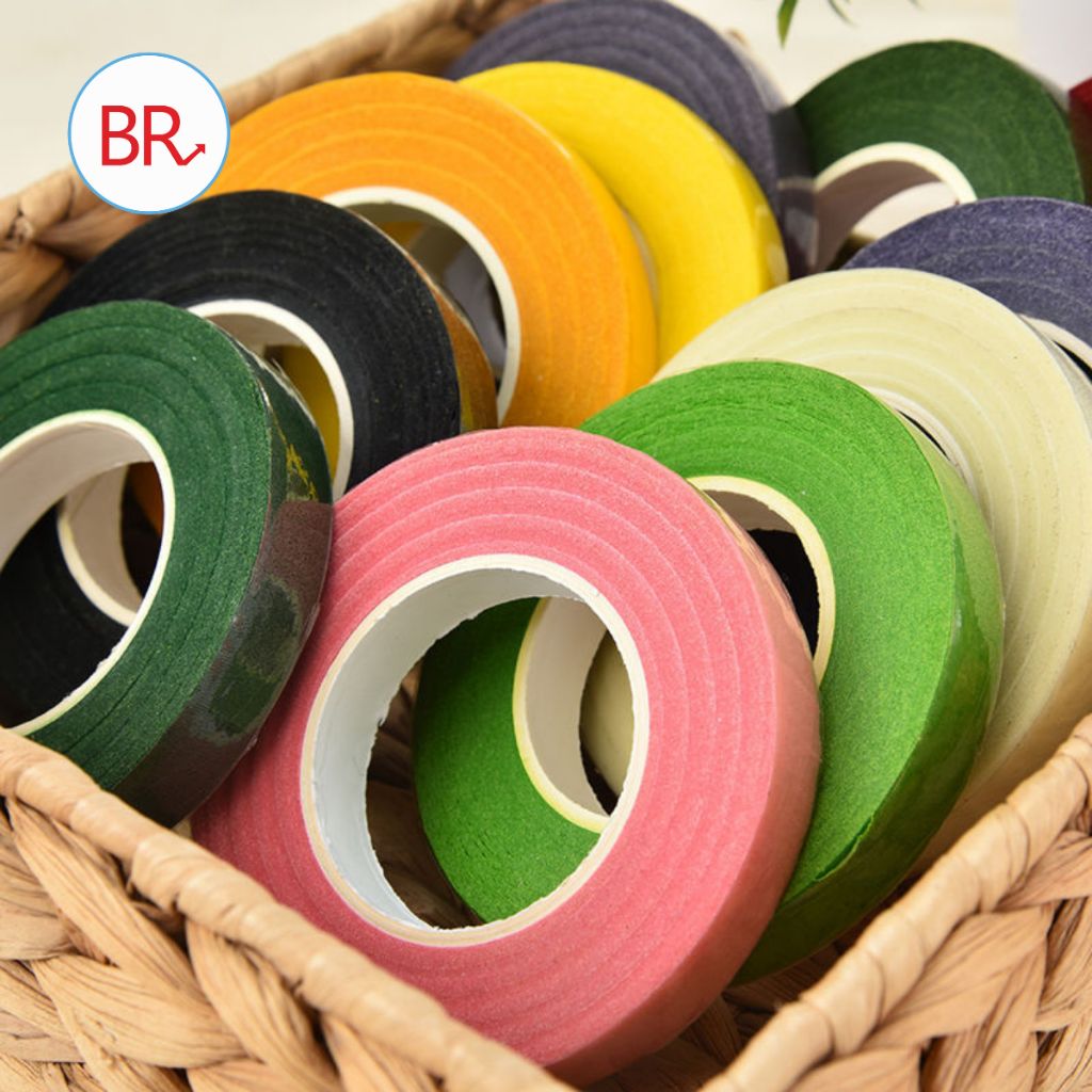 Cuộn băng keo sáp quấn cành hoa handmade - Băng dính sáp cuốn cành, ruy băng giấy nguyên liệu làm hoa thủ công-br 02058
