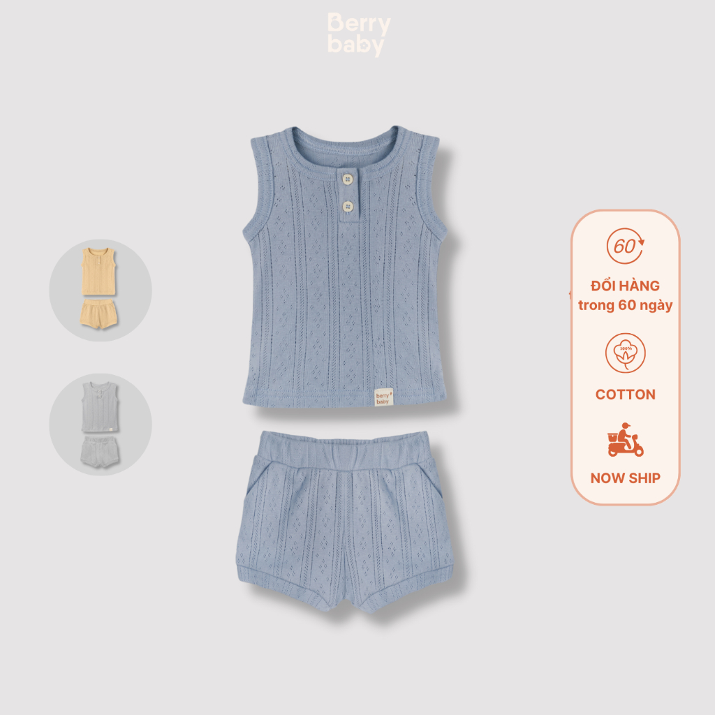 Bộ cộc tay bé trai BERRY bộ ba lỗ bé trai cotton thông hơi thoáng mát Tyler
