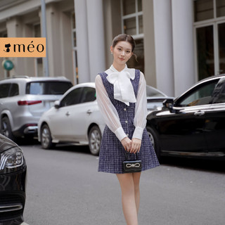 Váy yếm dạ tweed Méo shop chữ A cổ V túi hộp Myyla