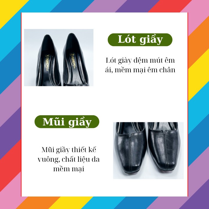 Giày Cao Gót , Chính Hãng 2Tfashion Feet, Mũi Vuông Với Thiết Kế Xẻ V Tinh Tế, Gót Vuông Cao 8.5cm - HCG009