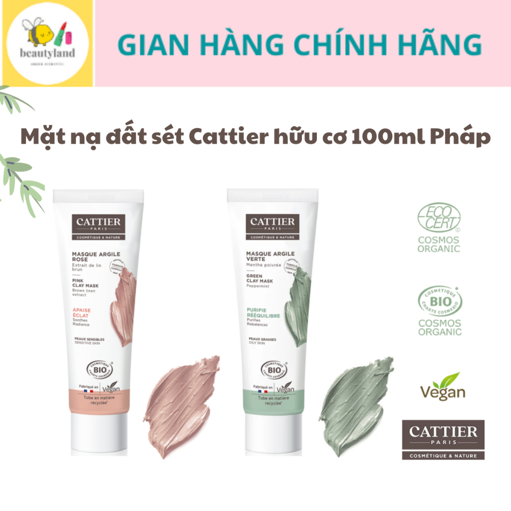 Mặt nạ đất sét hữu cơ Cattier 100ml nội địa Pháp