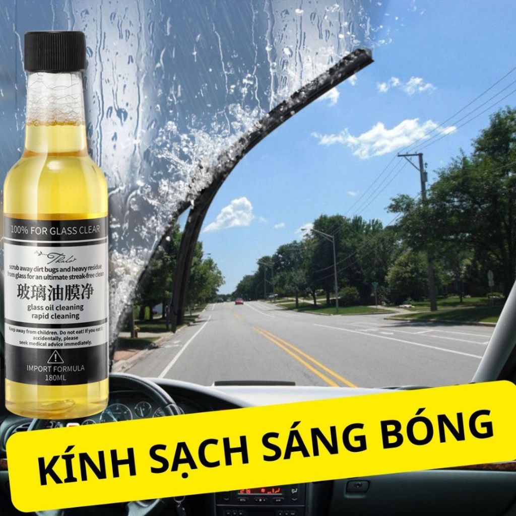 Chất Tẩy Màng Dầu Kính Ô Tô Làm Sạch Mảng Dầu, Bụi Bẩn Lâu Ngày Bám Trên Mặt Kính Xe Hơi, Cải Thiện Tầm Nhi