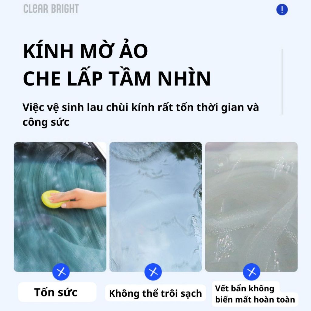Chất Tẩy Màng Dầu Kính Ô Tô Làm Sạch Mảng Dầu, Bụi Bẩn Lâu Ngày Bám Trên Mặt Kính Xe Hơi, Cải Thiện Tầm Nhi