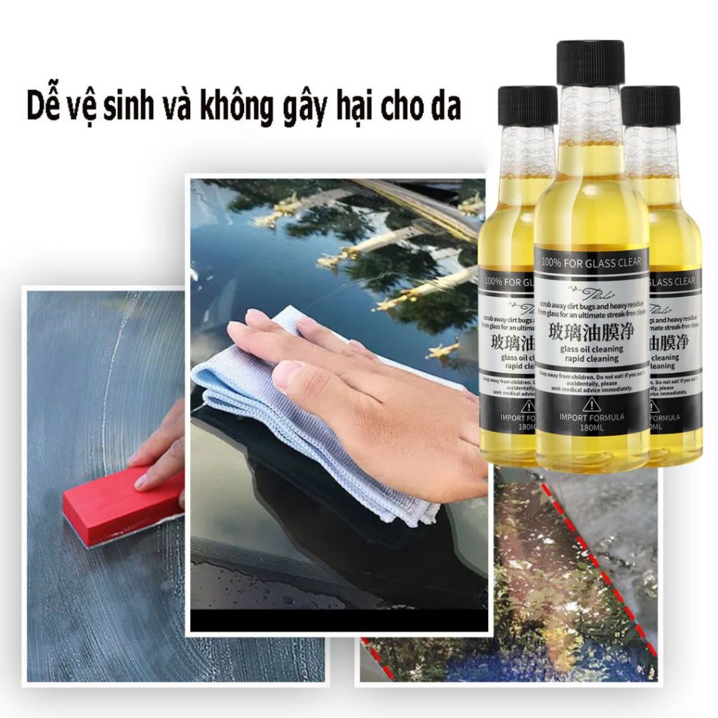 Chất Tẩy Màng Dầu Kính Ô Tô Làm Sạch Mảng Dầu, Bụi Bẩn Lâu Ngày Bám Trên Mặt Kính Xe Hơi, Cải Thiện Tầm Nhi