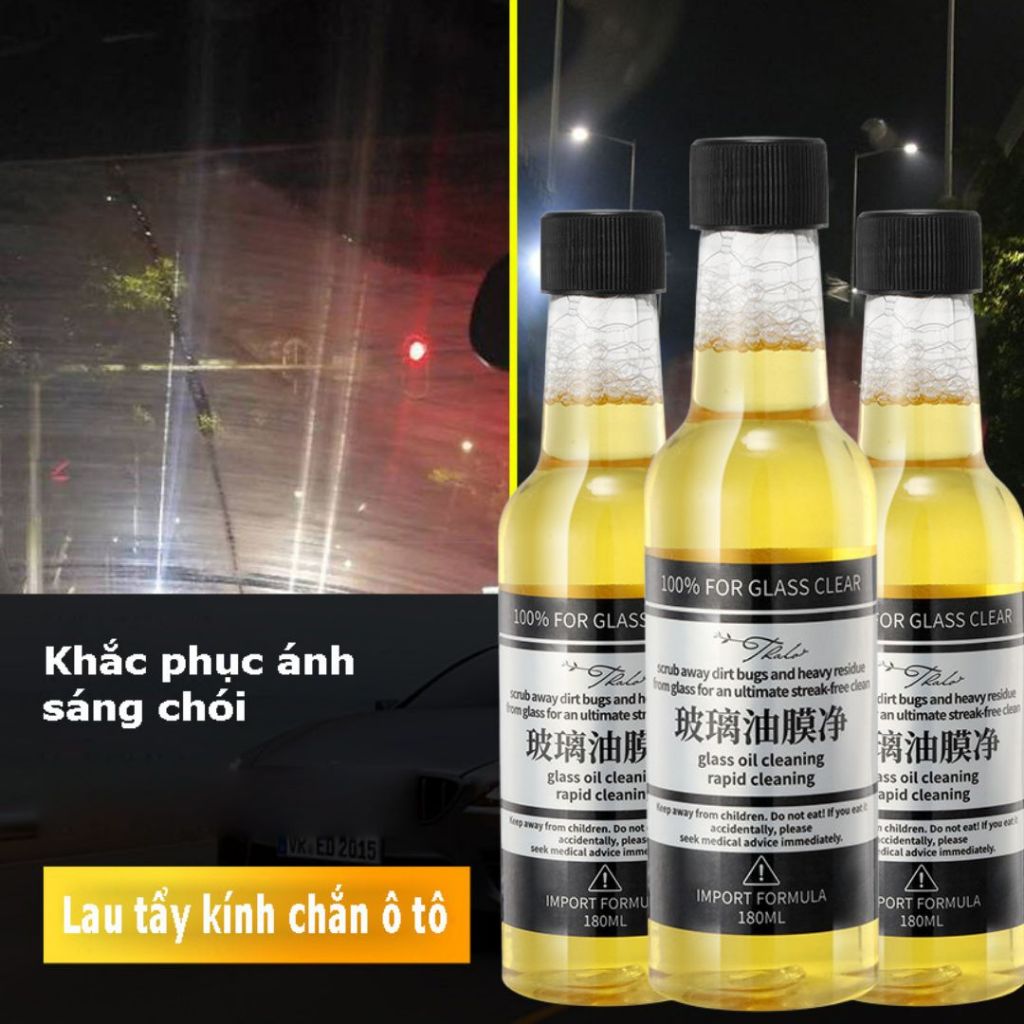 Chất Tẩy Màng Dầu Kính Ô Tô Làm Sạch Mảng Dầu, Bụi Bẩn Lâu Ngày Bám Trên Mặt Kính Xe Hơi, Cải Thiện Tầm Nhi